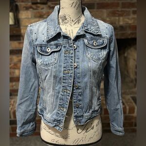 Papaya Denim Jacket with Studded Details